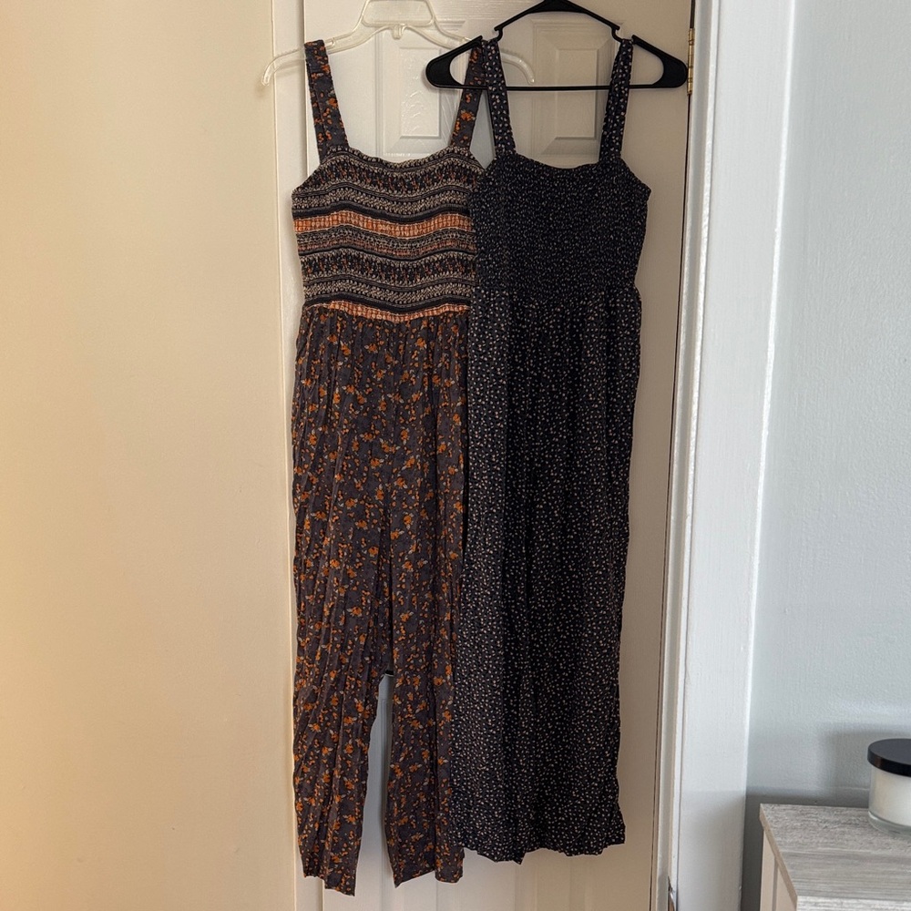 Women's Patterned Jumpsuits - Black and Orange